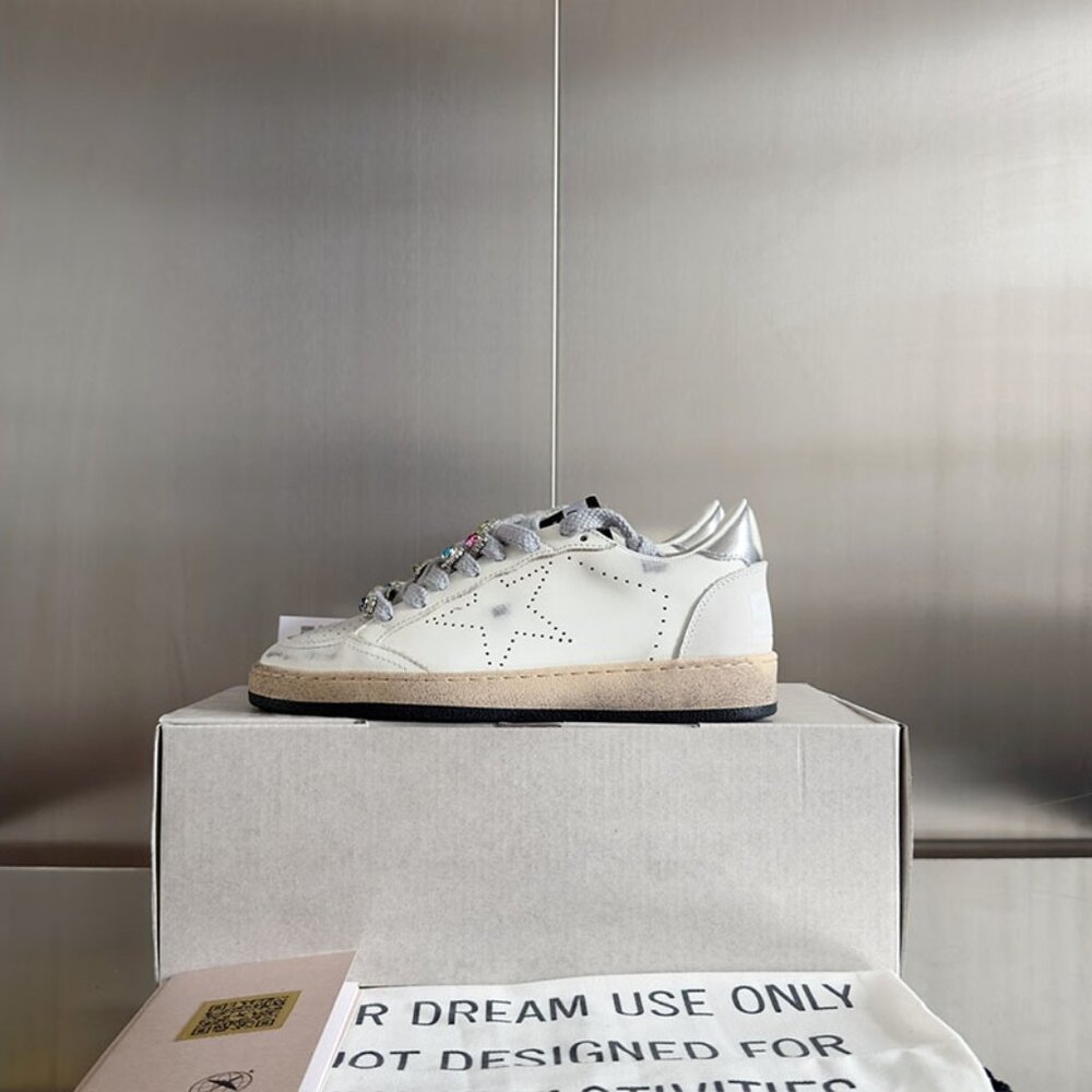 Golden Goose Men's White Sparkling Rhinestone Dirty Shoes - Picture 5 of 7